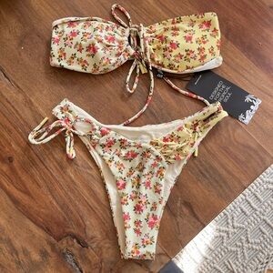 Blackbough Swin Bikini Set- Bandeau Top and Tie Front Cheeky Bottoms